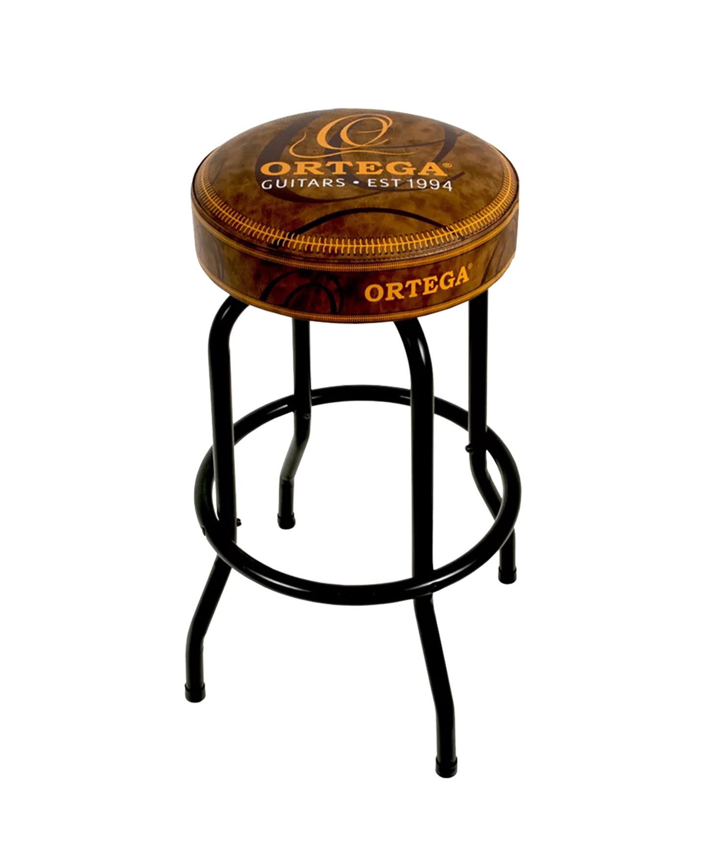 OBS30V2, tabouret ORTEGA, assise 76 cm, assise rembourrée ép. 10 cm rotative (360°), repose pied, noir et brun