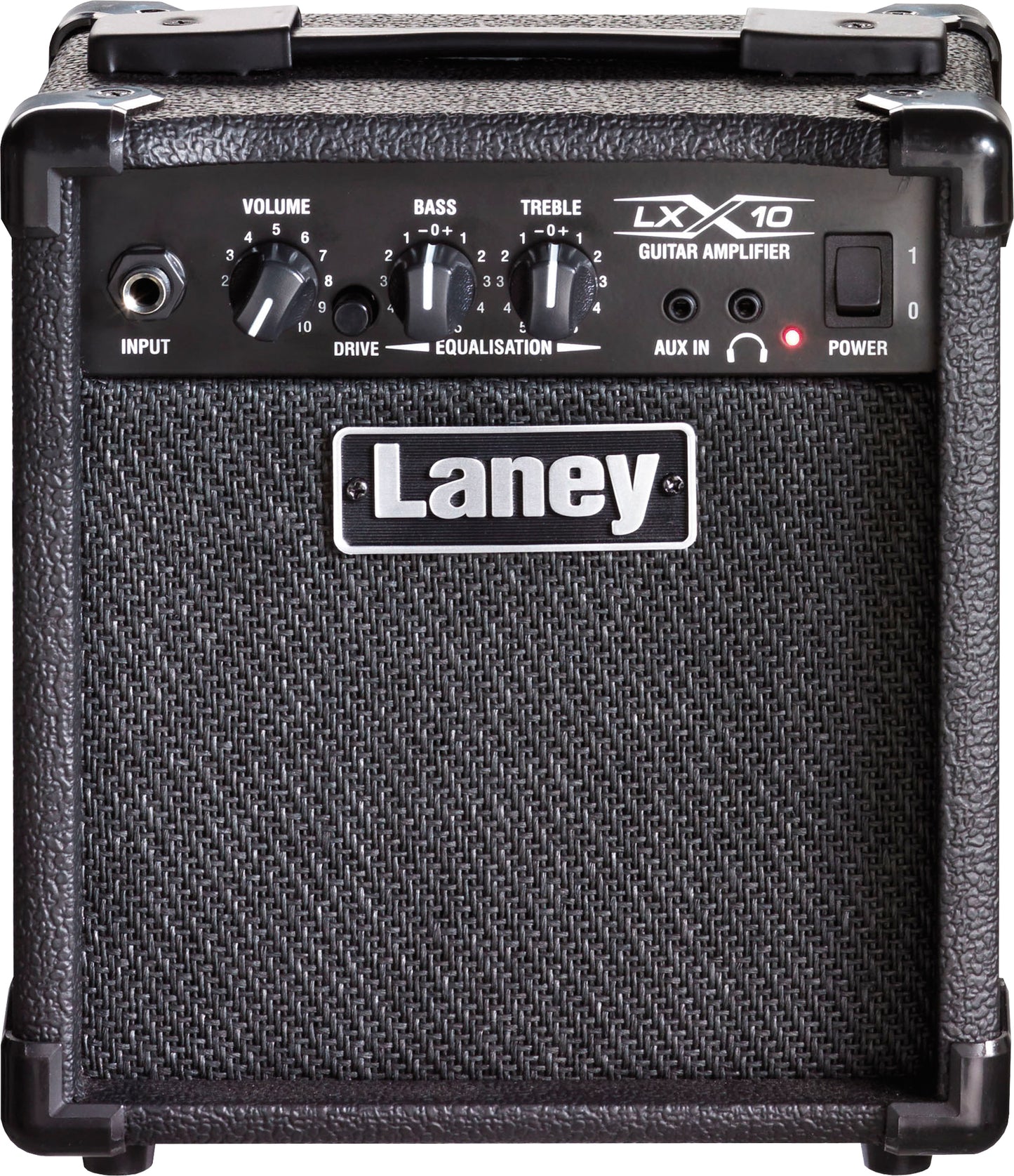 Ampli guitare électrique 10W, 1x HP 5", 1 canal avec switch Drive, entrée jack, EQ 2 bandes, entrée auxiliaire, noir