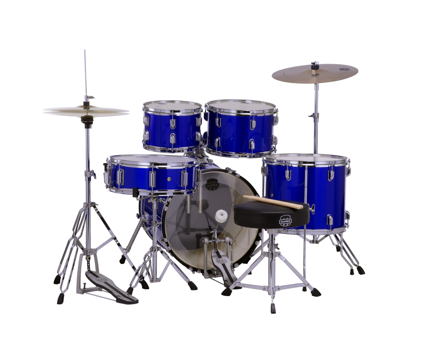 MAPEX COMET JAZZ/JUNIOR 18 5F BLEU INDIGO COMPLETE AVEC HARDWARE, SIEGE ET CYMBALES