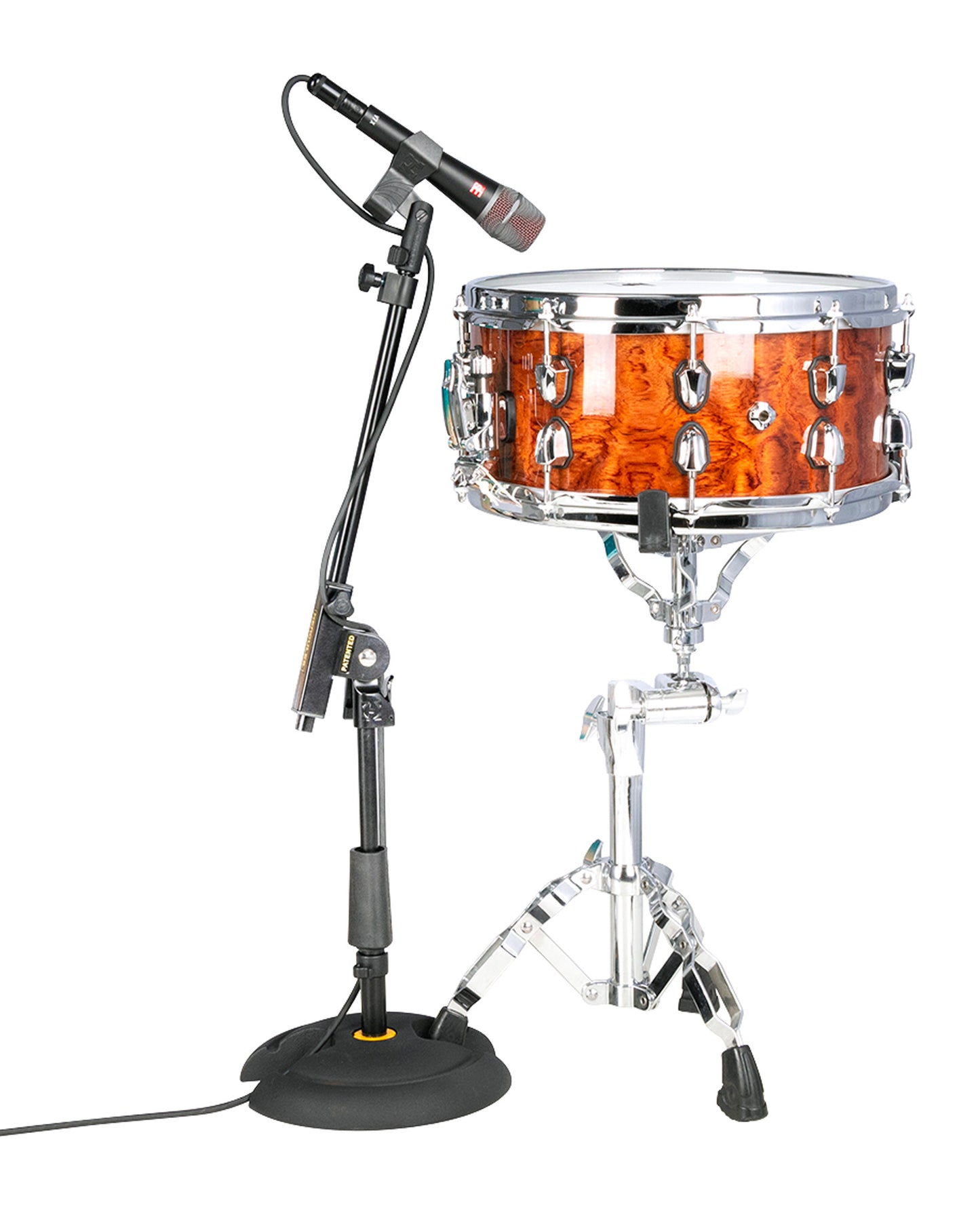 Support bas avec perche télescopique courte 2 parties, base ronde en H, parfait lorsque la surface au sol est limitée