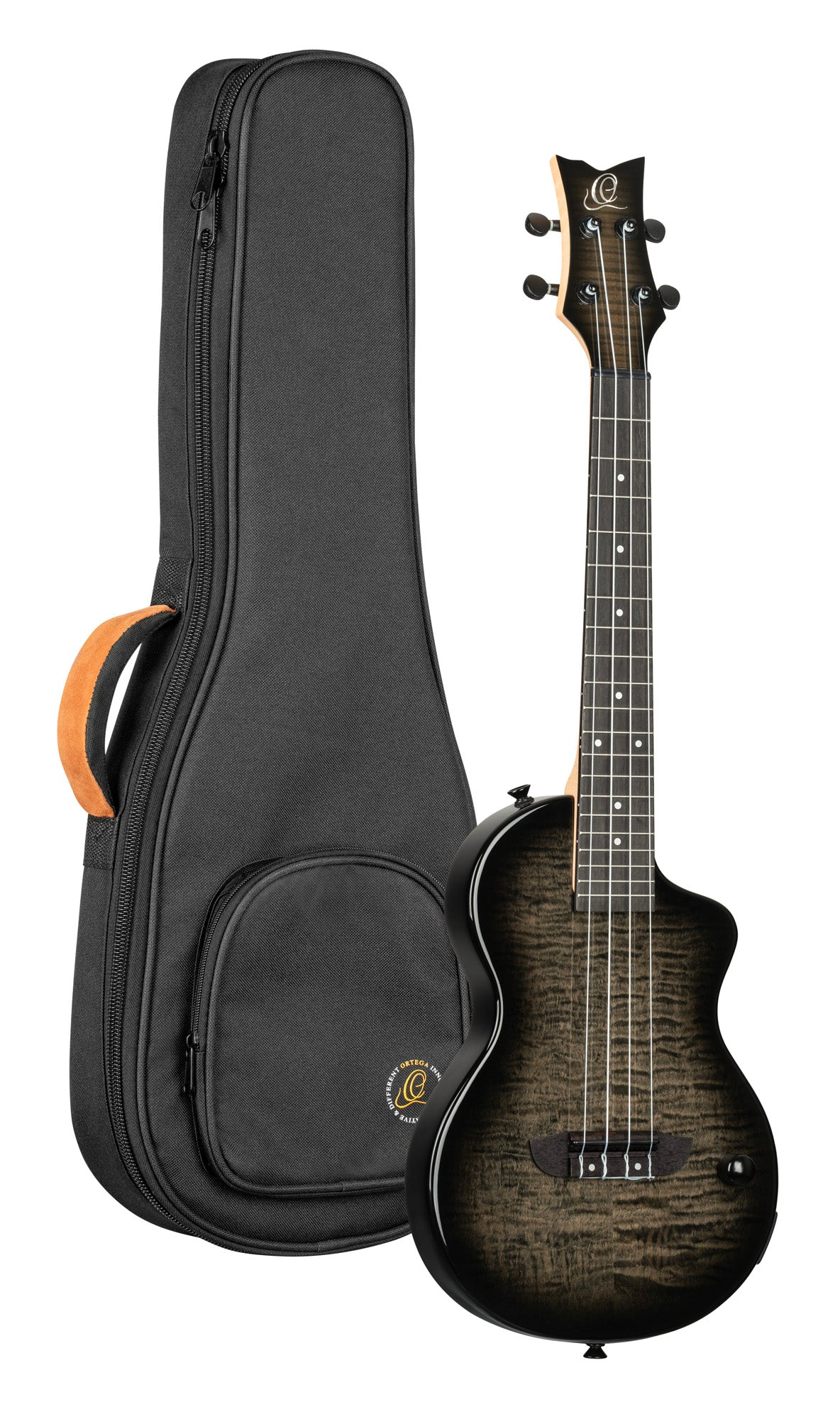 NEO-U-TGB, modèle Ténor, pan coupé, EQ MagusExpress, table érable flammé, corps okoumé, manche érable, housse, gris