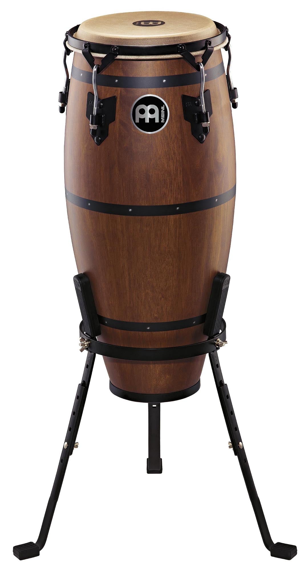 Nino 10" Cubano Retro, hévéa, 71 cm, peaux buffle, cercles TTR 5mm, accastillage noir poudré, avec support panier