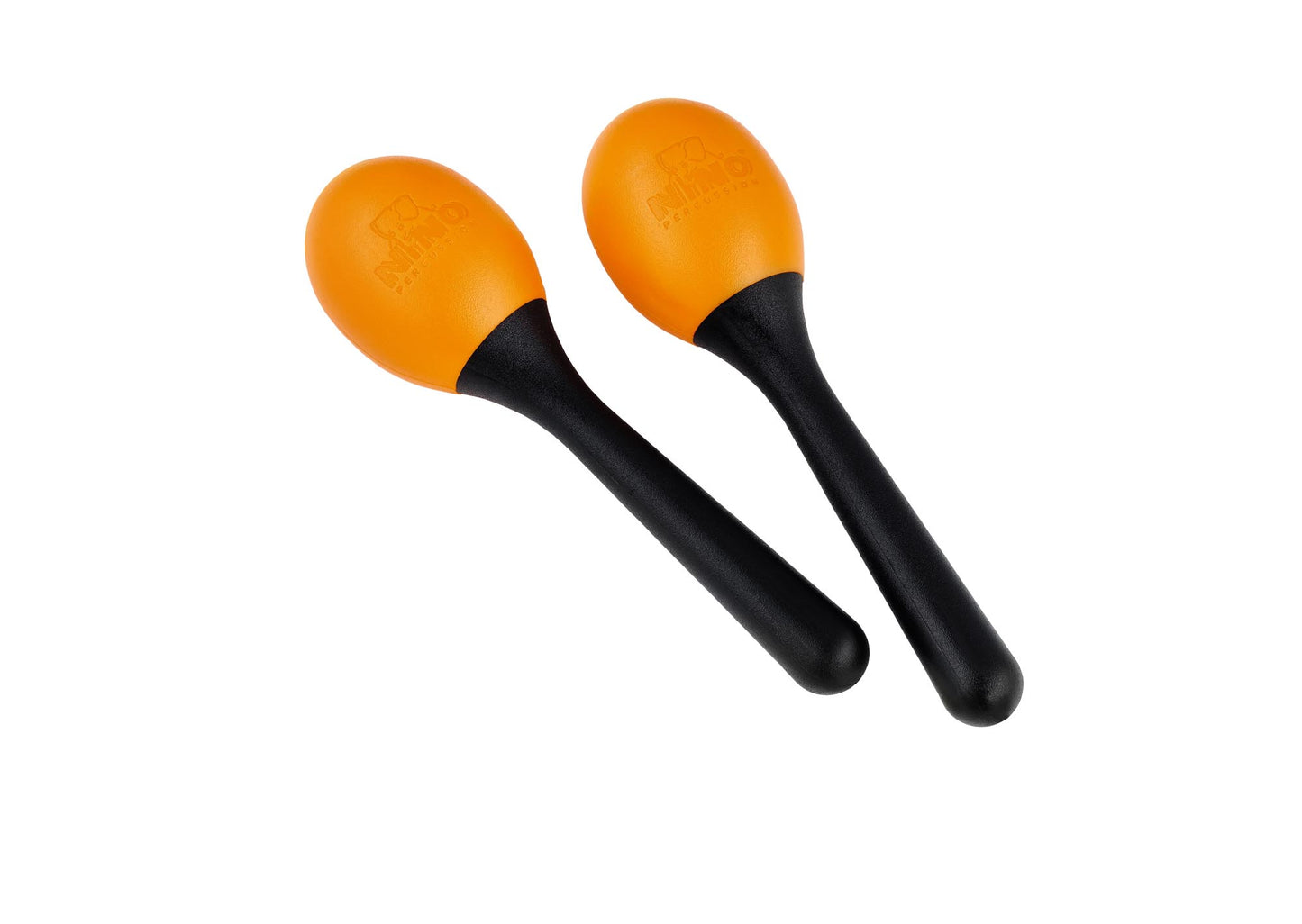 Paire de maracas plastiques ovales, petit modĆØle, orange et noir