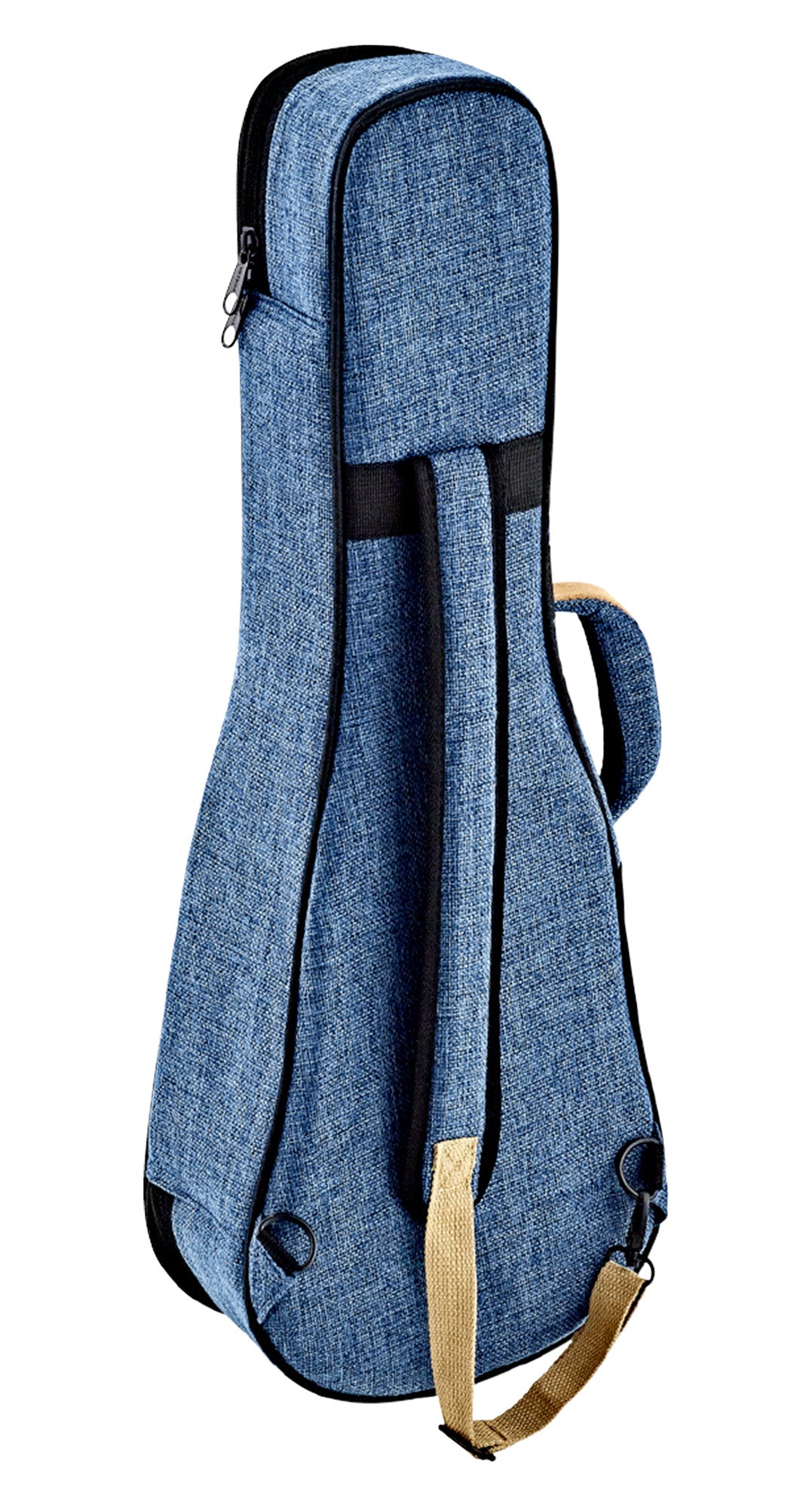 Etui léger pour ukulélé Concert, toile/coton, rembourrage 22 mm, intérieur peluche noir, repose-manche avec velcro, bleu