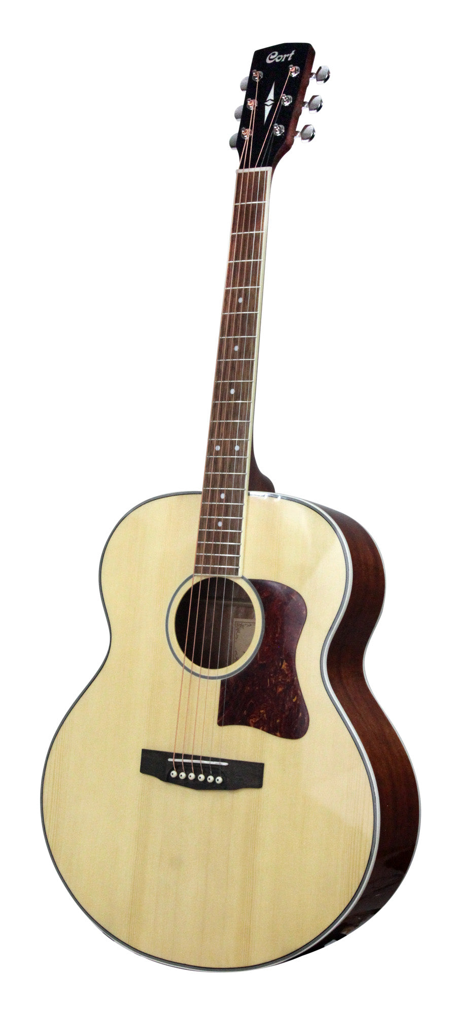 CJ-MEDX, forme Jumbo, table ƩpicƩa, fond & Ʃclisses acajou, manche acajou, touche merbau, EQ Cort CE306T, naturel brillant