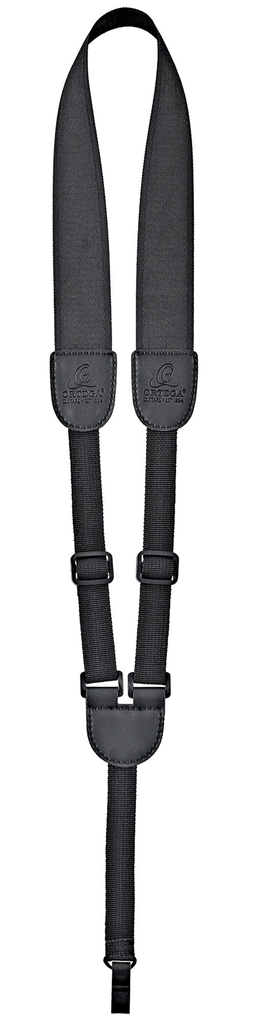 Courroie rosace pour ukulélé, nylon, largeur 3.7 cm, longueur jusqu'à 70 cm, noir