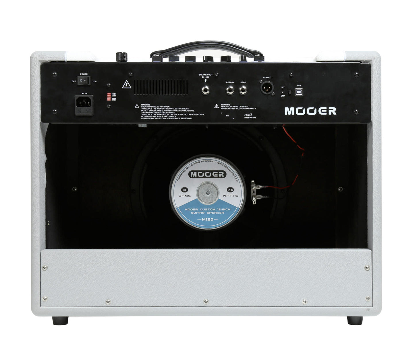 Ampli SD75, 75W, HP 12", 25 modƩlisations d'amplis, ampli de puissance Class A/B, 28 pƩdales d'effet intƩgrƩes, blanc