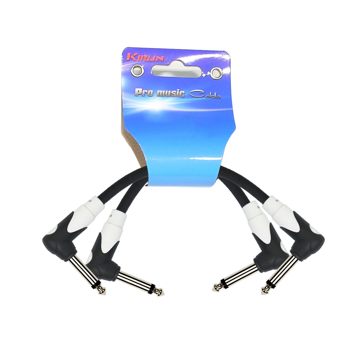 Pack de 2 câbles patch LIGHT GEAR Jack mono coudé/Jack mono coudé, 0.30 mètres, noir