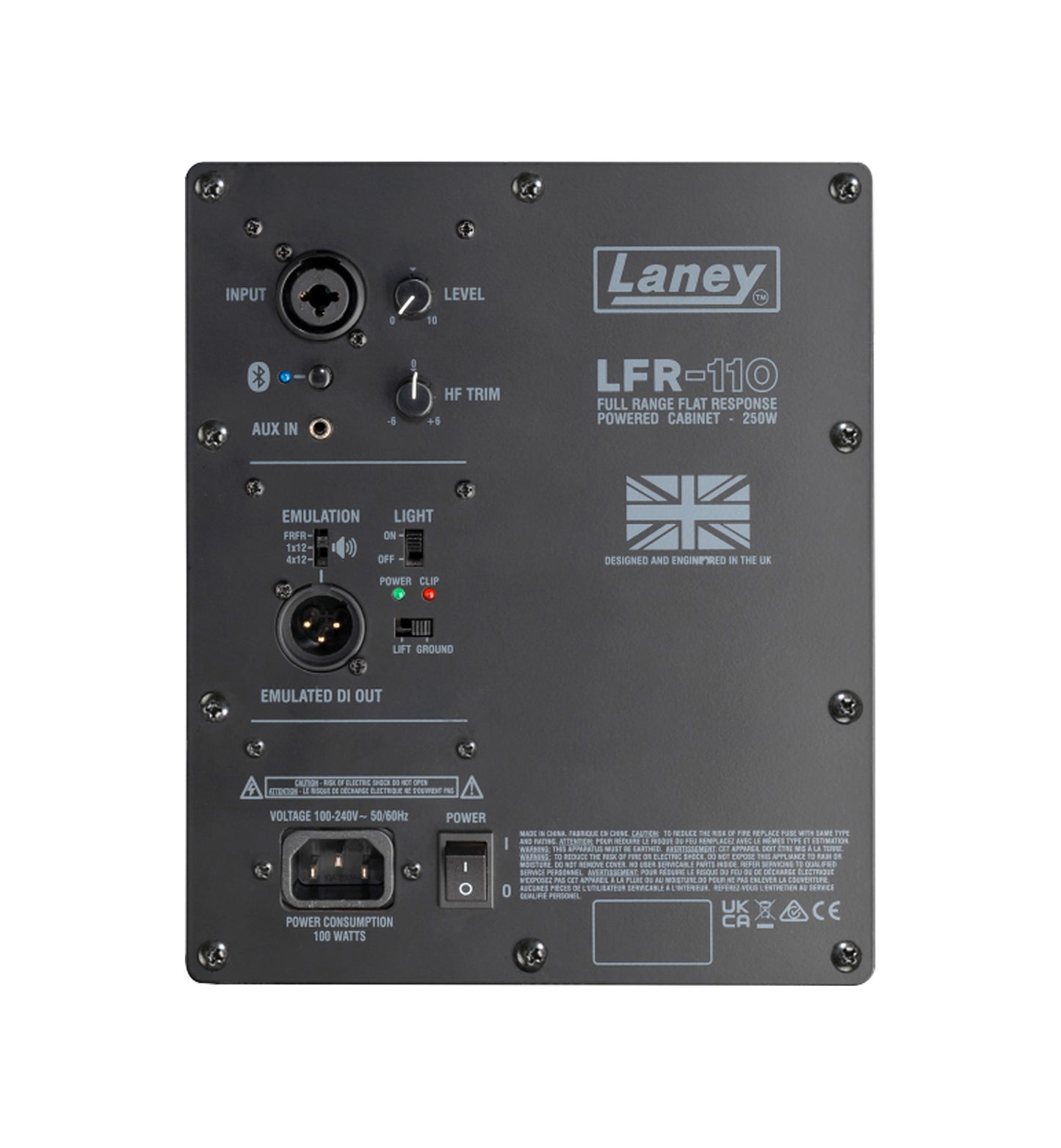 Enceinte amplifiée LFR-110, 250W, HP 10", compression Lavoce 1", entrée combinée XLR/Jack, émulations d'enceintes, noir