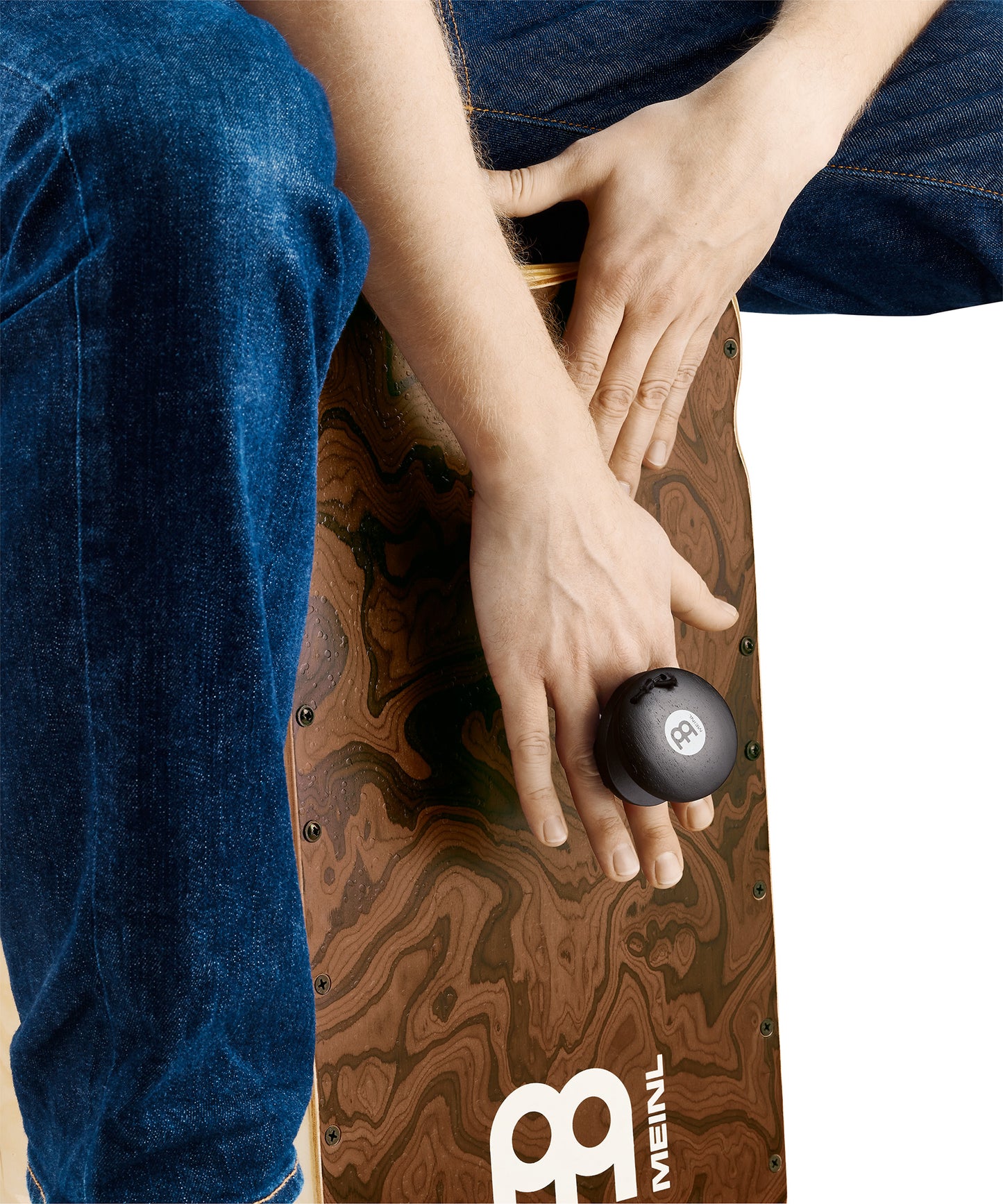 Castagnette en hévéa pour cajon et toute autre percussion main, attache bague, son castagnette traditionnel, large, noir