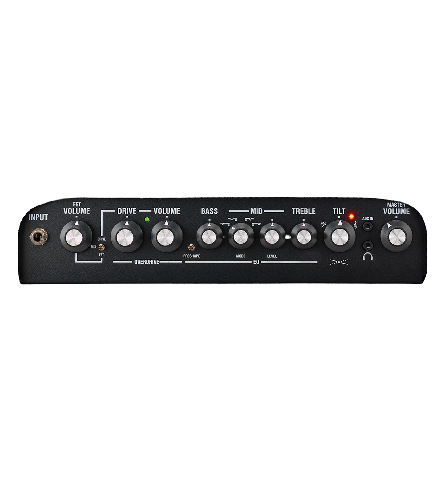 Tête basse DBF200H, amplification 200W Class D, 2 canaux (FET/DRIVE), EQ 3 bandes, TILT et PRESHAPE, noir