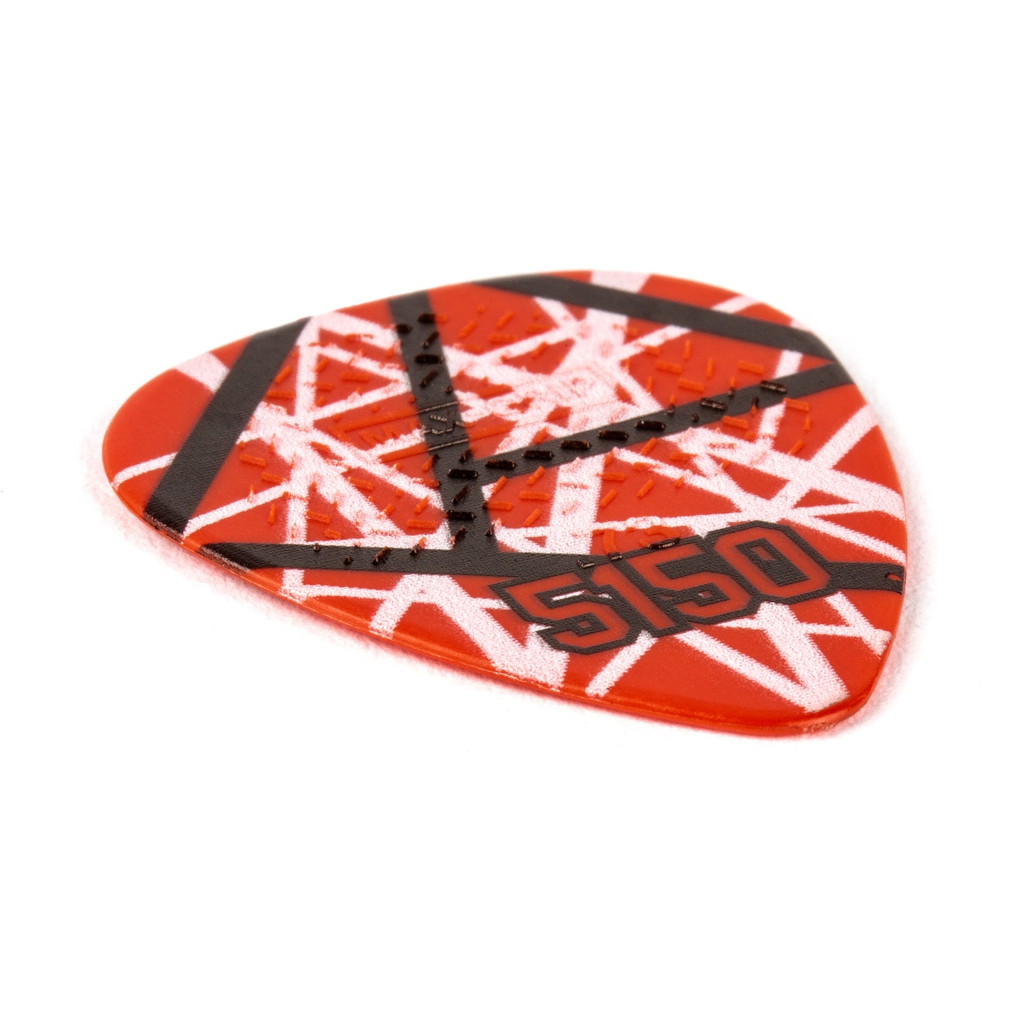 Sachet Variety Pack de 6 médiators EVH 5150 MAX-GRIP Nylon 0.60 mm (graphisme rouge à bandes noires et blanches)