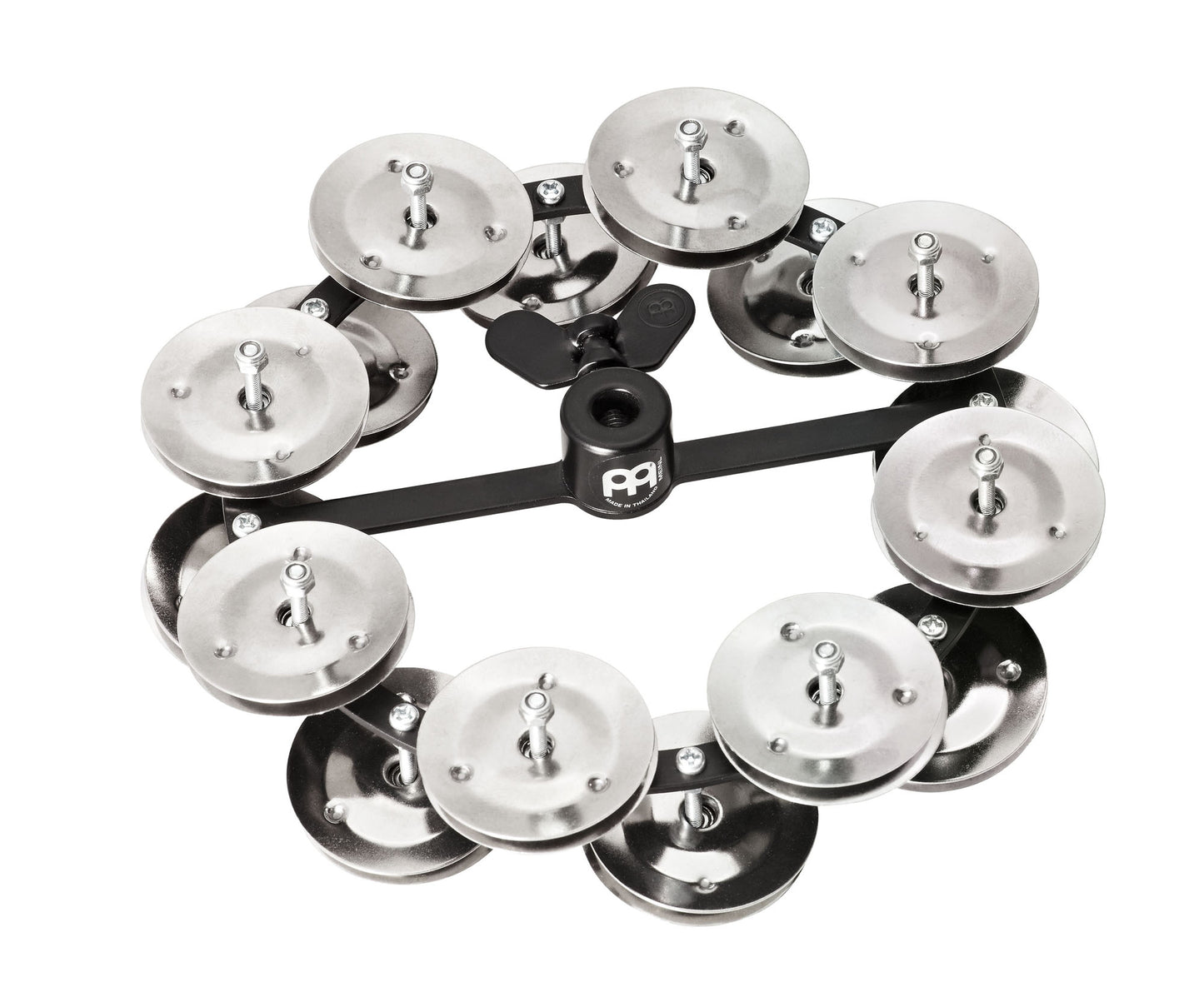 Tambourin charleston Headliner 5", 2 rangée de cymbalettes acier inoxydable, noir