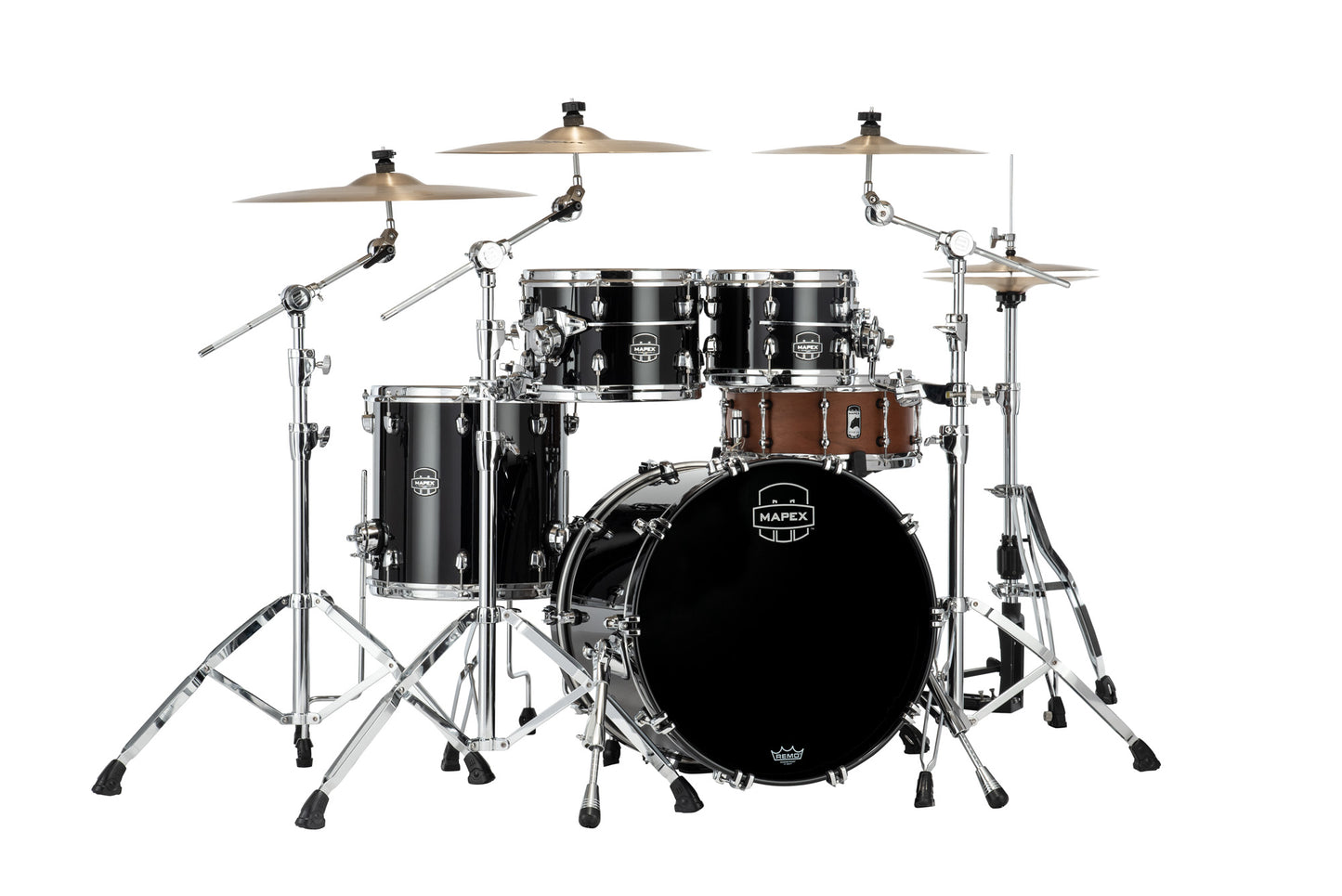 Batterie Mapex Saturn EVOLUTION FUSION, 4 fûts en érable et noyer, sans accessoires, Piano Black