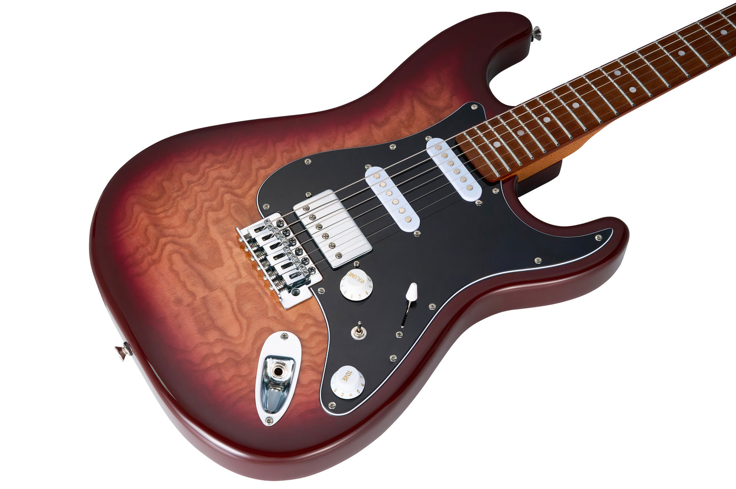 MOOER MSC20PRO, corps peuplier, manche érable torréfié satiné, touche jatoba, ambre, avec housse