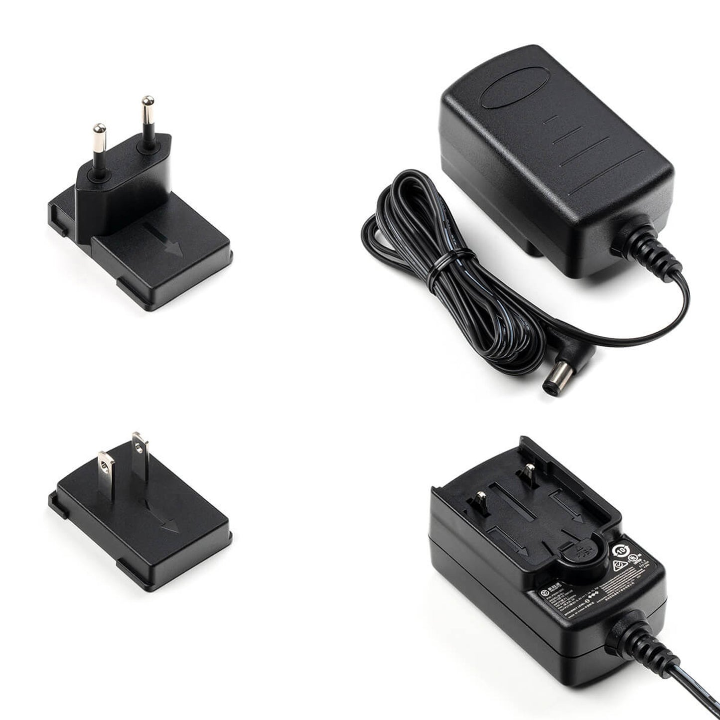 Alimentation 9V DC 1.3A, 100-240V, livrée avec deux fiches interchangeables (EU/US)