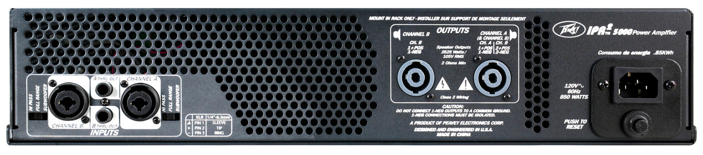 Ampli de puissance 2 canaux, 2525W par canal à 2 ohms, châssis aluminium léger, entrées XLR/Jack, sorties Speakon, noir