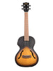Kala Crossover - Hollow archtop, elektro-akoestische tenor - Tobacco, geleverd met koffer