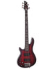 Schecter Hellraiser Extreme 5-basgitaar, linkshandig – Crimson Red Burst Satin