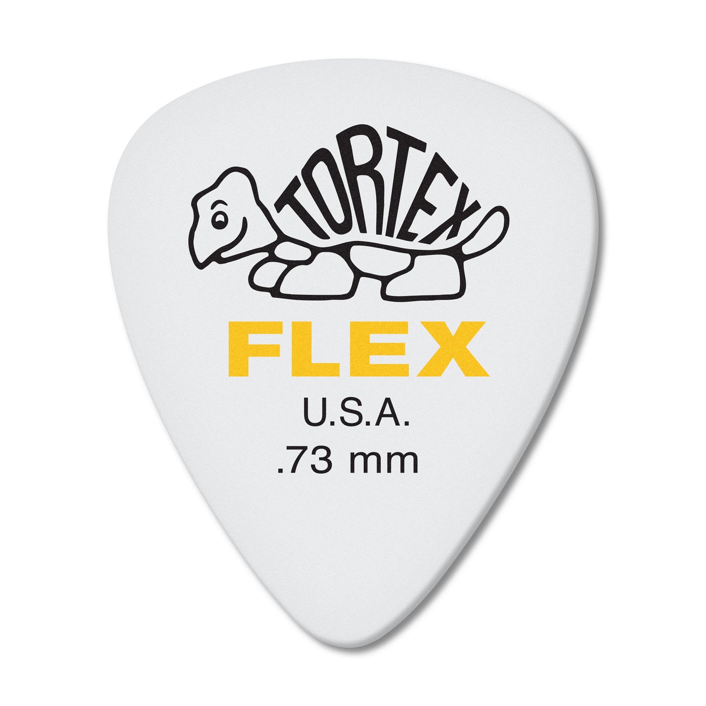 Sachet de 12 médiators TORTEX FLEX STANDARD 073 (blanc, logo jaune)