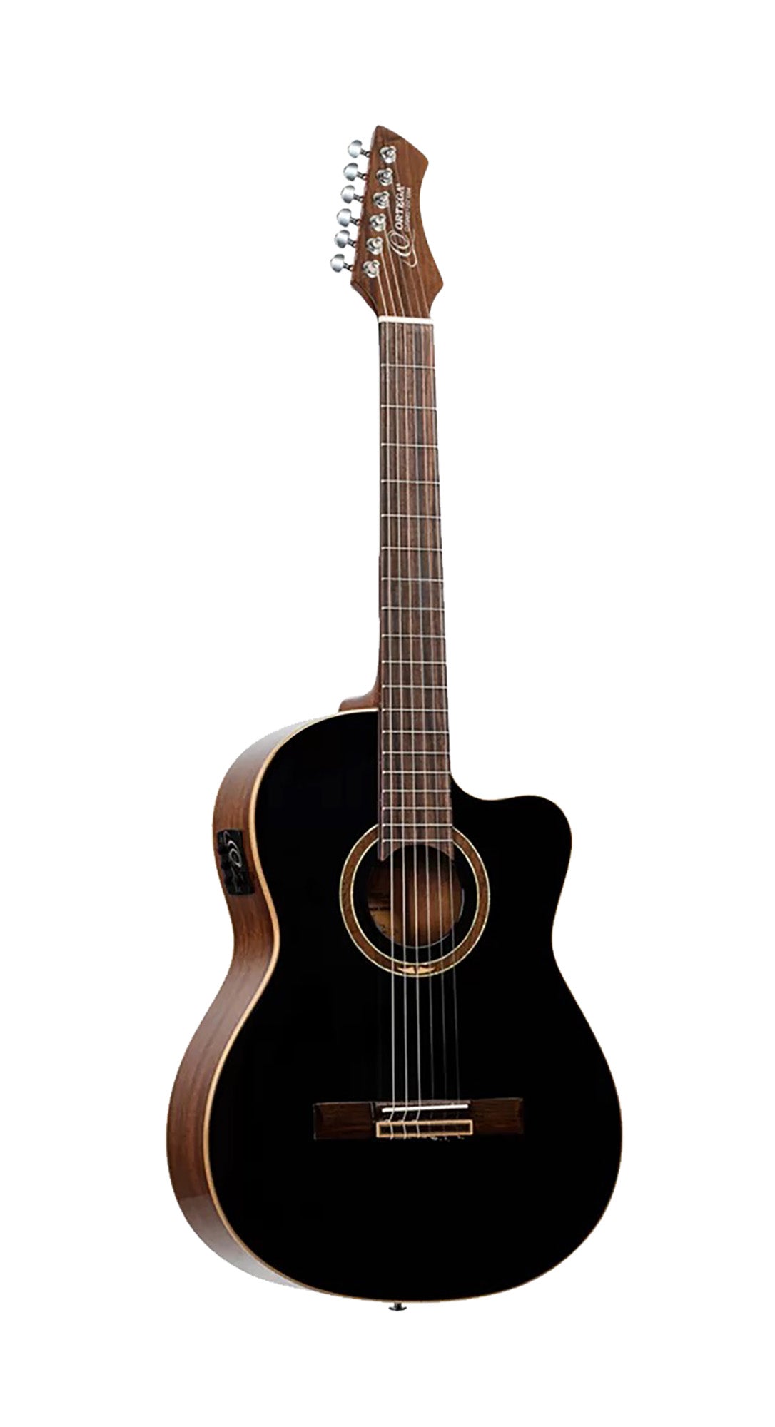 RCE238SN-BKT, Slim Neck, pan coupé, EQ MagusPro, table épicéa massif, manche acajou, sillet 48 mm, housse, noir brillant