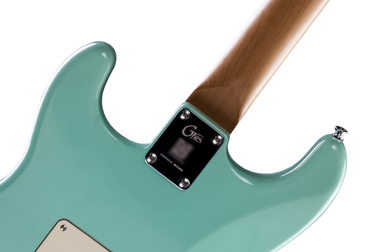 GTRS P800, corps aulne, manche érable flammé torréfié, touche palissandre, micros et processeur GTRS, mint green