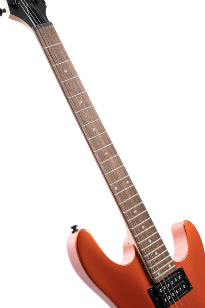 KX100, corps tilleul, manche vissé érable, touche jatoba, 2 micros doubles Powersound, iron oxide