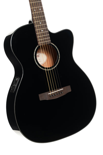 L60, forme Orchestra Model, pan coupé, table épicéa massif, fond & éclisses acajou, touche laurier, EQ CE304T, noir brillant