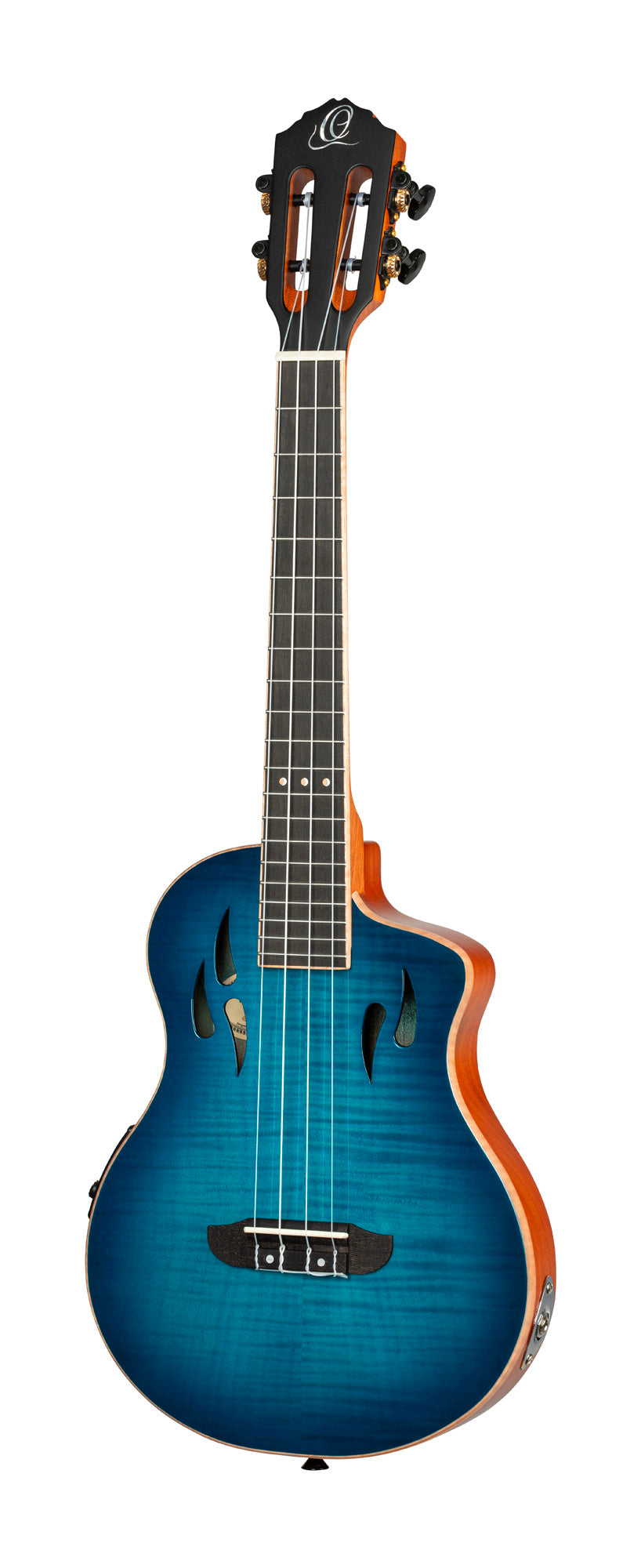 RTPX-U-FMA, modèle Tourplayer Ténor, pan coupé, EQ Magus X/U, table érable flammé, f/e okoumé, manche acajou, housse, bleu