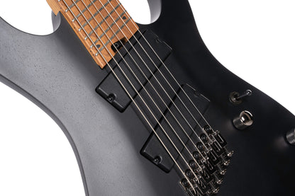 KX307MS, modèle 7 cordes, corps acajou, manche et touche érable torréfié, micros doubles passifs PowerBar, noir pores ouverts