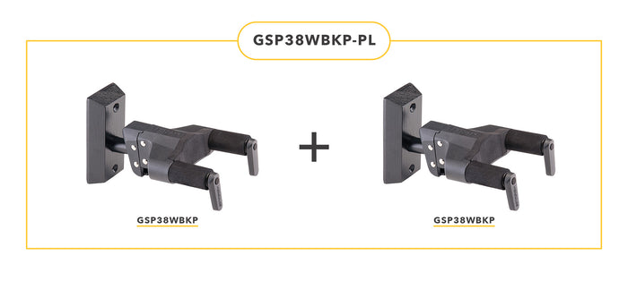 Pack de deux supports muraux pour guitare GSP38WBK-PLUS, noir