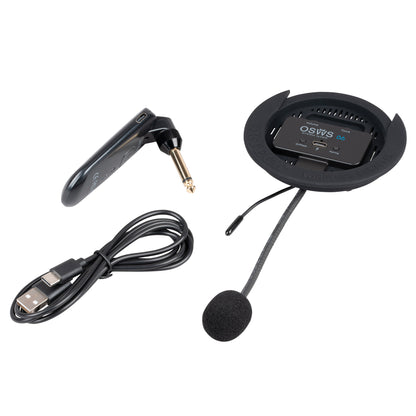 OSWS86, système de micro sans fil pour guitare classique (rosace 86 mm), micro col de cygne, avec récepteur sans-fil, noir