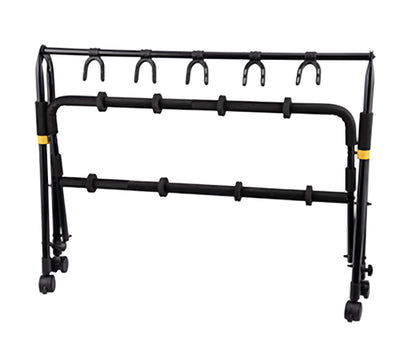 Rack 5 guitares, idéal pour la scène, mise en place et transport faciles, roulettes, 4.4 kg