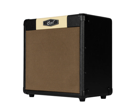 Ampli guitare 15W, 1 x 8", 2 canaux, égaliseur 3 bandes, réverb, entrée CD/MP3 mini-Jack, sortie casque mini-Jack, noir