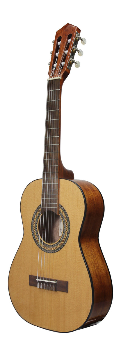 Guitare classique 1/2, table épicéa, fond & éclisses acajou, manche acajou, sillet 45 mm, cordes Bosset, naturel brillant