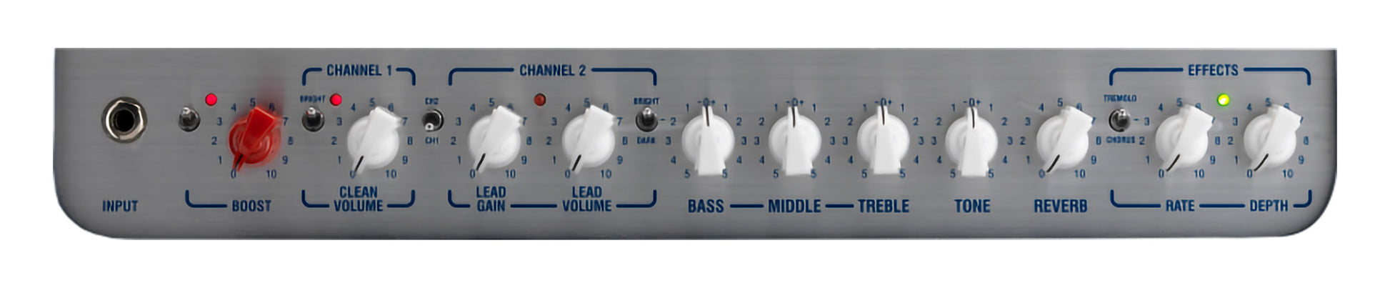 Ampli guitare électrique 60W, 2x HP 12" HH, 2 canaux, EQ 3 bandes, réverb, tremolo, chorus, boucle d'effet, 15.8 kg, bleu