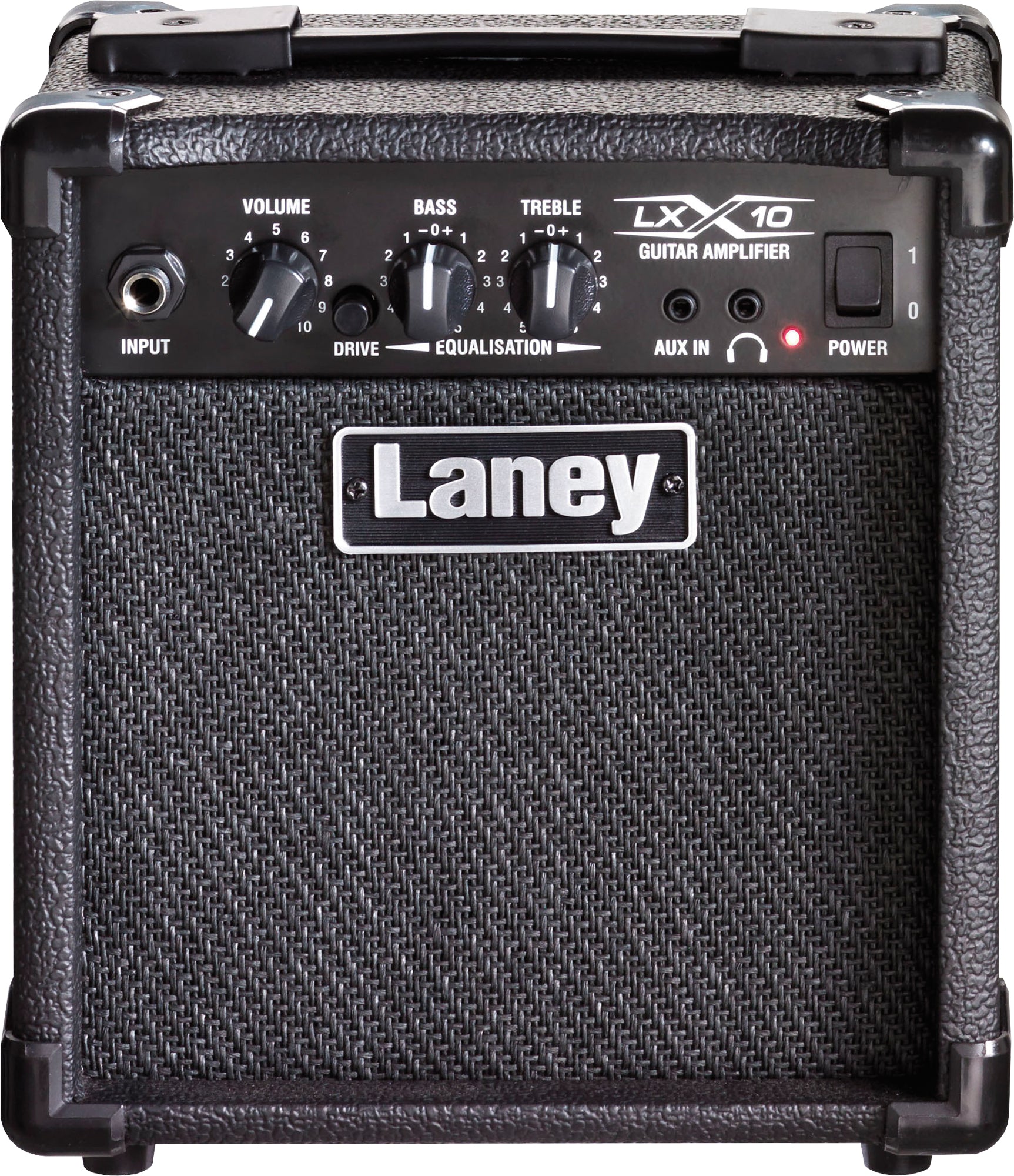 Ampli guitare électrique 10W, 1x HP 5", 1 canal avec switch Drive, entrée jack, EQ 2 bandes, entrée auxiliaire, noir