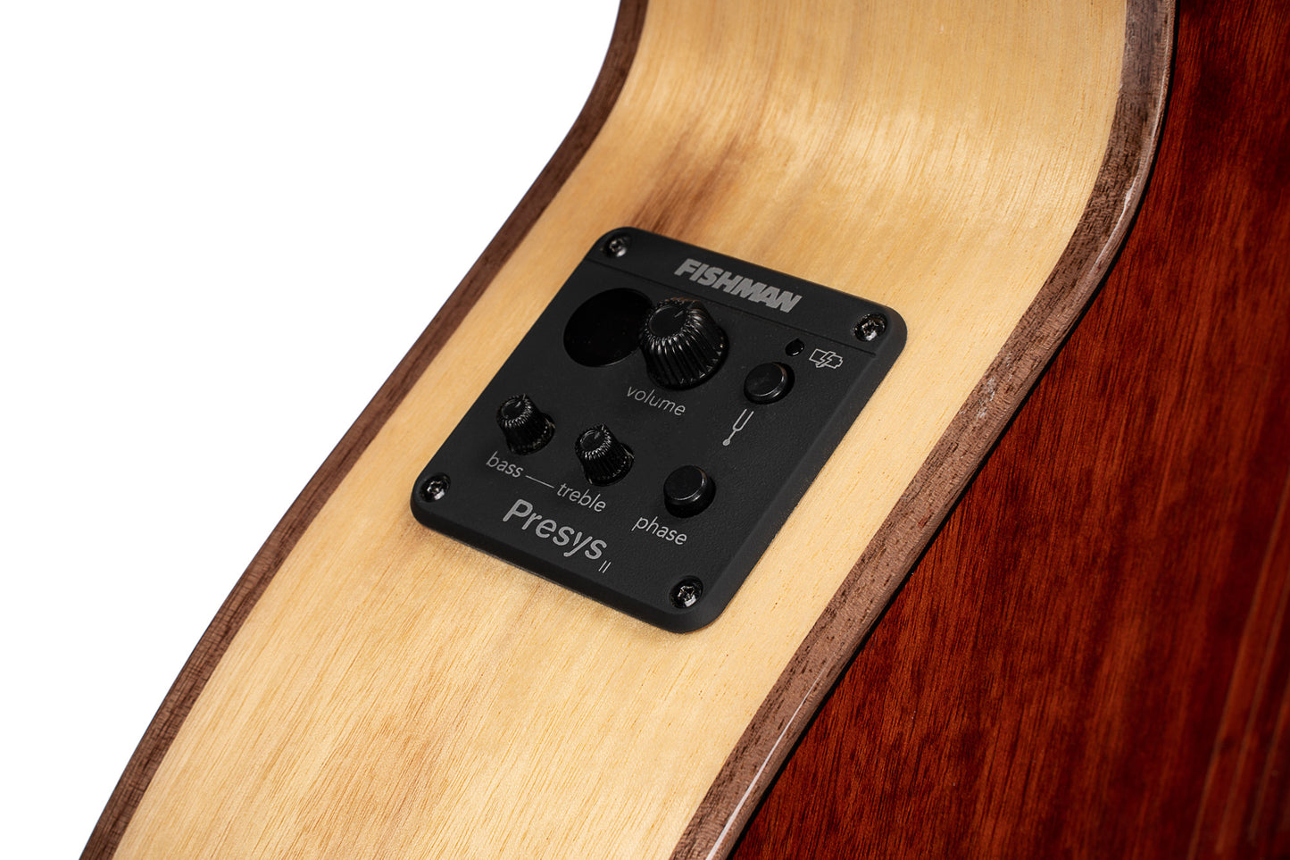 SFX-MY, myrtlewood massif torrefié, fond & éclisses myrtlewood, touche ovangkol, EQ Fishman Presys II, brun brillant