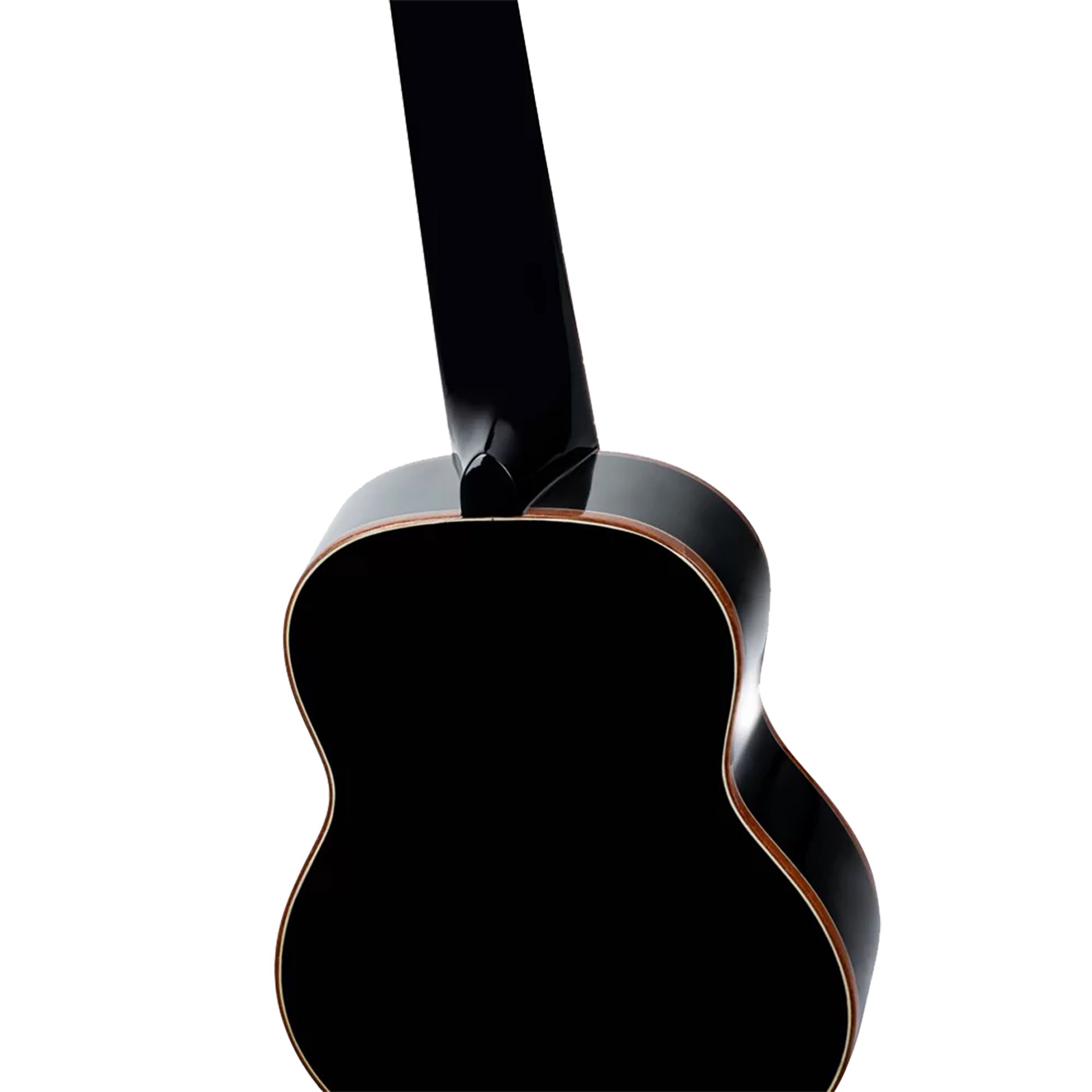 RUOX-SO, modèle Soprano, table épicéa, fond & éclisses acajou, manche acajou, housse luxe, noir brillant