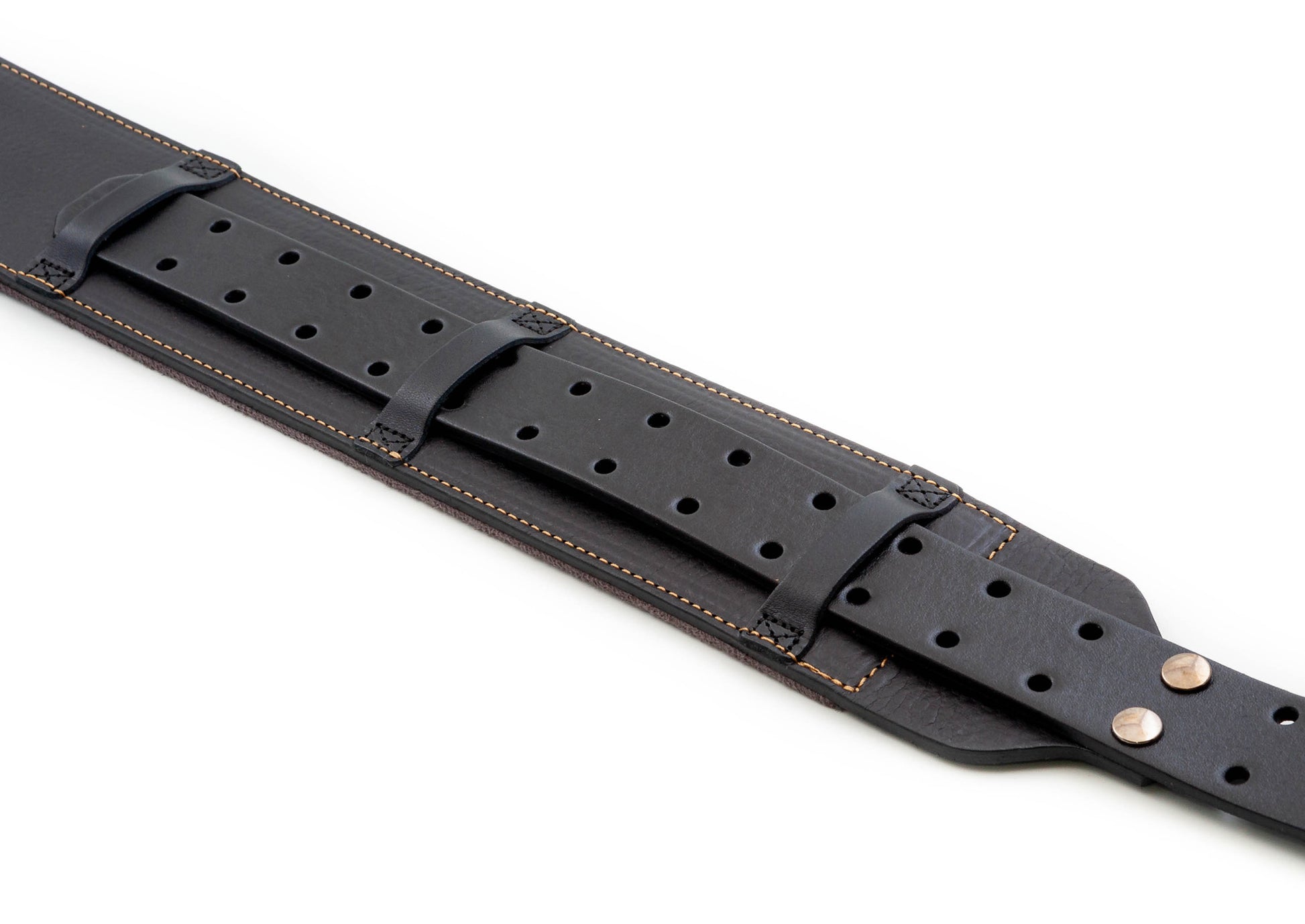 Courroie modèle BACKBEAT LIBERTY, extérieur cuir, largeur 6 cm, longueur 95 à 150 cm, porte-médiators intégré, noir