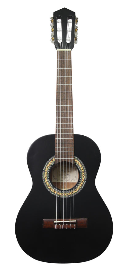 Guitare classique 1/2, table épicéa, fond & éclisses acajou, manche acajou, sillet 45 mm, cordes Bosset, noir satiné