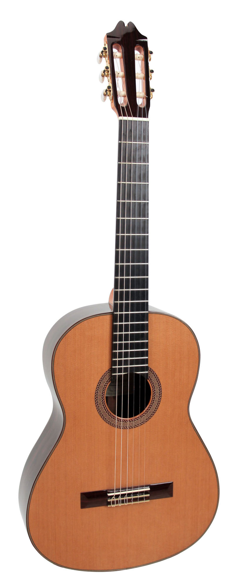 Modèle PRELUDIO, table cèdre massif, fond & éclisses ziricote, manche cèdre, touche ébène, diapason 650 mm, naturel brillant