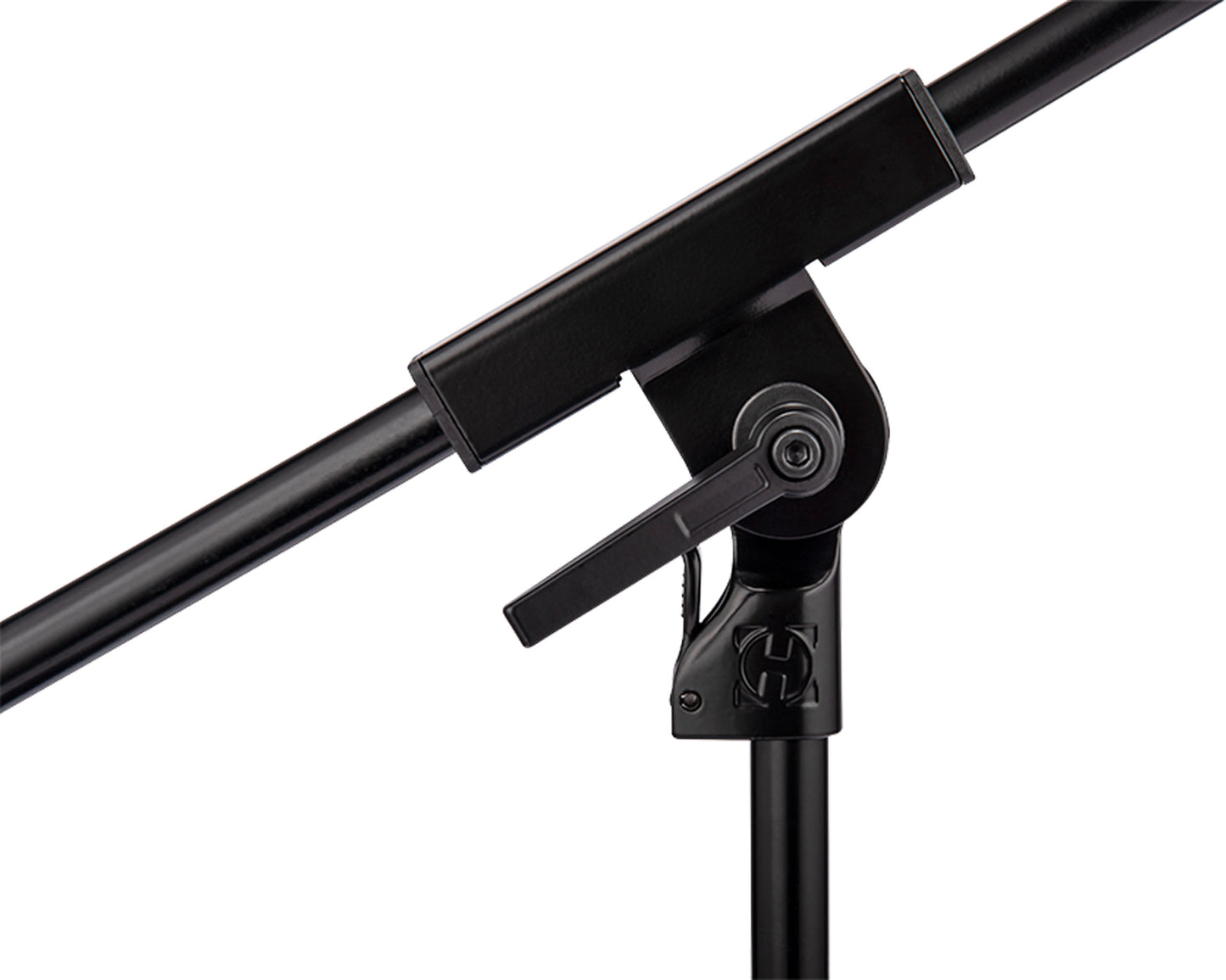 Support bas avec perche télescopique courte 2 parties, base ronde en H, parfait lorsque la surface au sol est limitée