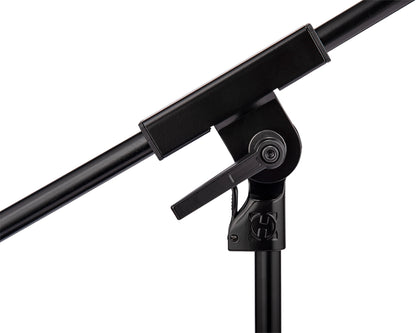 Support bas avec perche télescopique courte 2 parties, base ronde en H, parfait lorsque la surface au sol est limitée