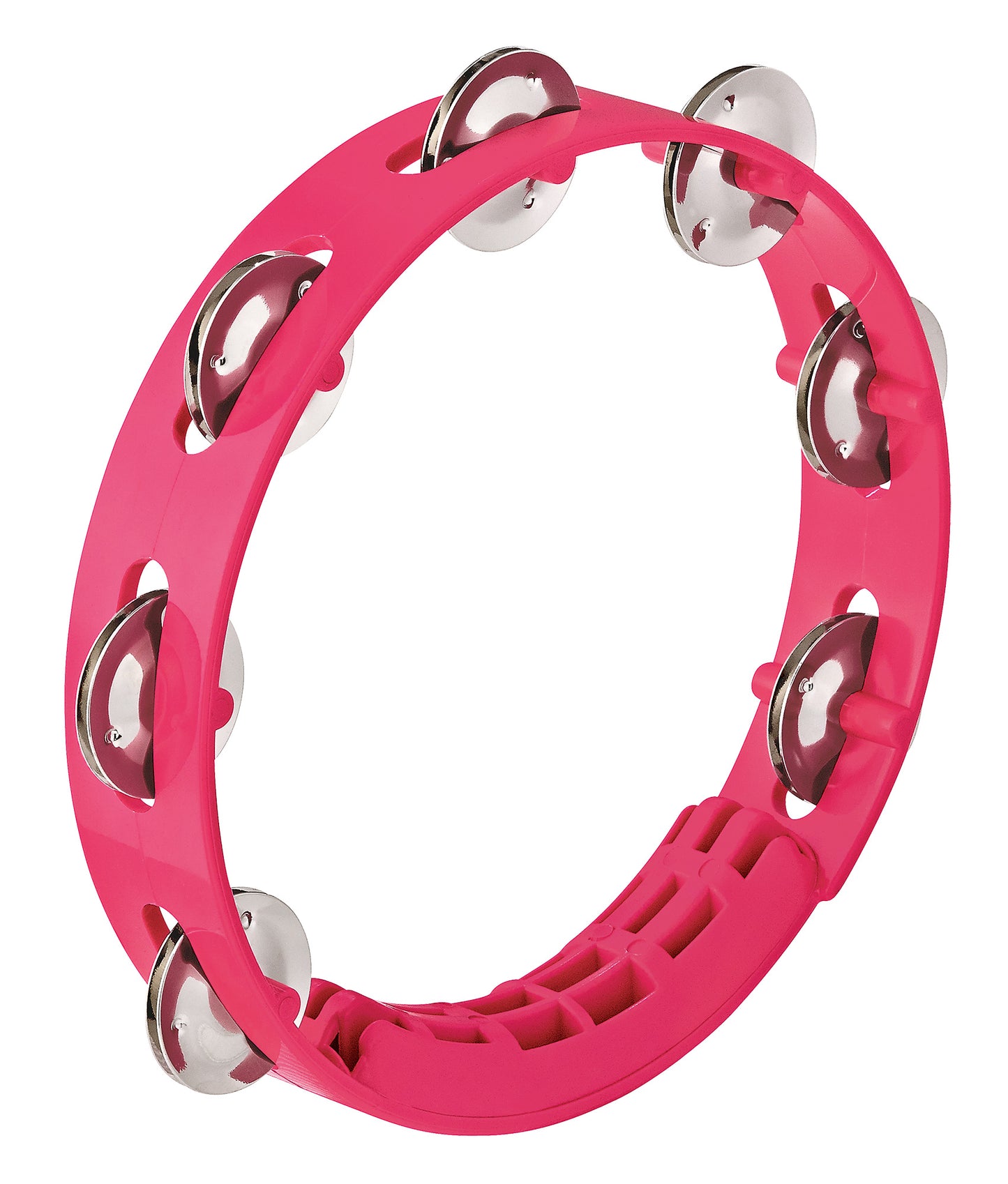 TAMBOURIN NINO ABS 8"/1 RANG, ROSE, CYMBALETTES ACIER INOXYDABLE, POIGNÉE EXTRA LARGE