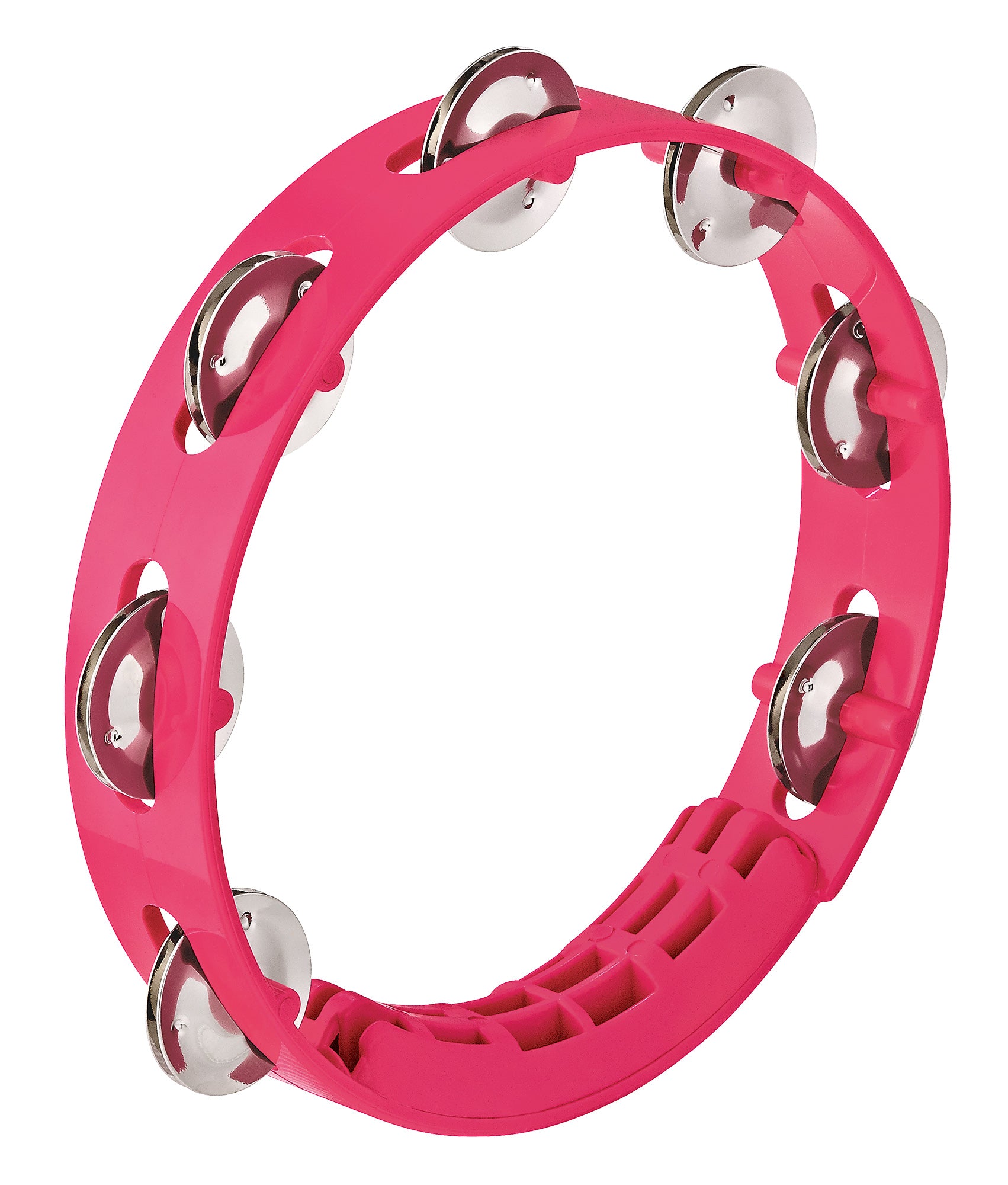 TAMBOURIN NINO ABS 8"/1 RANG, ROSE, CYMBALETTES ACIER INOXYDABLE, POIGNÉE EXTRA LARGE