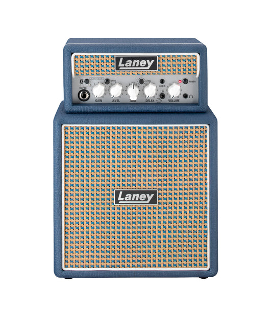 Ampli guitare MINISTACK-B-LION stéréo 2x 3W, connexion Bluetooth, look Lionheart, 4 x HP 3", 2 canaux, connectique LSI, bleu