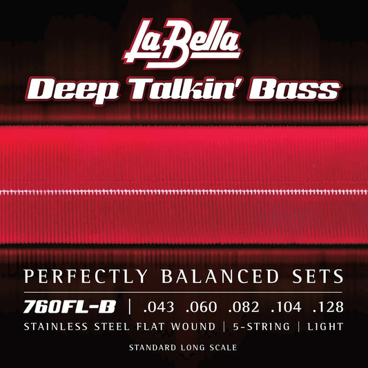 Jeu pour basse électrique DEEP TALKIN' BASS FLATS, acier inoxydable, filé plat, 5 cordes Light (43-60-82-104-128)