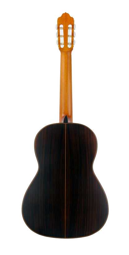 MOD.7, table cèdre massif, fond & éclisses palissandre, touche palissandre, satiné, table brillante