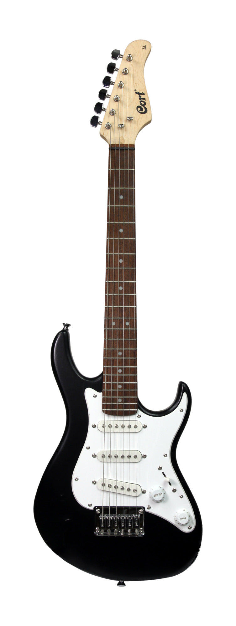 G100 Junior, diapason 22.75", corps meranti, touche jatoba, 3 micros simples, chevalet fixe, noir pores ouverts